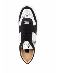 weiße und schwarze Leder niedrige Sneakers von Philipp Plein