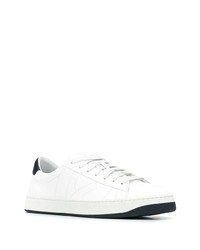 weiße und schwarze Leder niedrige Sneakers von Kenzo