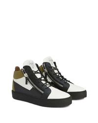 weiße und schwarze Leder niedrige Sneakers von Giuseppe Zanotti