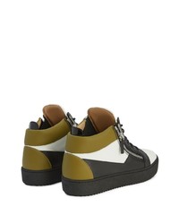 weiße und schwarze Leder niedrige Sneakers von Giuseppe Zanotti