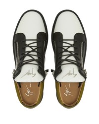 weiße und schwarze Leder niedrige Sneakers von Giuseppe Zanotti