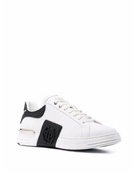 weiße und schwarze Leder niedrige Sneakers von Philipp Plein