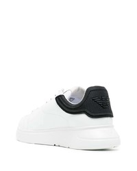 weiße und schwarze Leder niedrige Sneakers von Emporio Armani