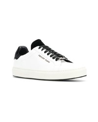 weiße und schwarze Leder niedrige Sneakers von Philipp Plein