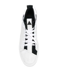 weiße und schwarze Leder niedrige Sneakers von Bruno Bordese