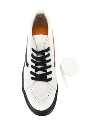 weiße und schwarze Leder niedrige Sneakers von Vans