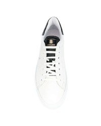 weiße und schwarze Leder niedrige Sneakers von Roberto Cavalli