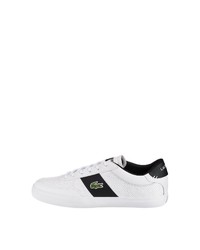 weiße und schwarze Leder niedrige Sneakers von Lacoste