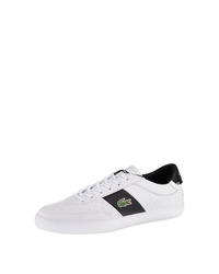 weiße und schwarze Leder niedrige Sneakers von Lacoste