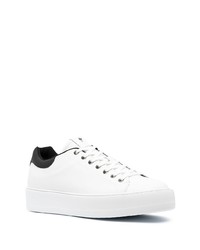 weiße und schwarze Leder niedrige Sneakers von Cesare Paciotti