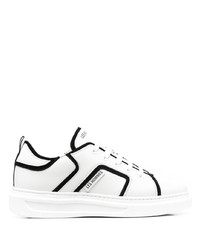 weiße und schwarze Leder niedrige Sneakers von Les Hommes