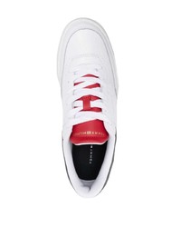 weiße und schwarze Leder niedrige Sneakers von Tommy Hilfiger