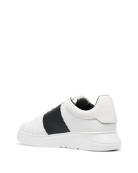 weiße und schwarze Leder niedrige Sneakers von Emporio Armani