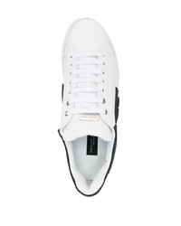 weiße und schwarze Leder niedrige Sneakers von Philipp Plein