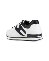 weiße und schwarze Leder niedrige Sneakers von Hogan