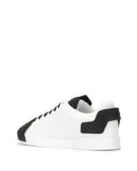 weiße und schwarze Leder niedrige Sneakers von Dolce & Gabbana