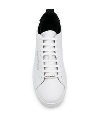 weiße und schwarze Leder niedrige Sneakers von Emporio Armani