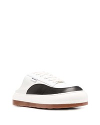 weiße und schwarze Leder niedrige Sneakers von Sunnei