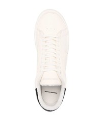 weiße und schwarze Leder niedrige Sneakers von Heron Preston