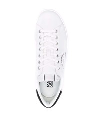 weiße und schwarze Leder niedrige Sneakers von Karl Lagerfeld