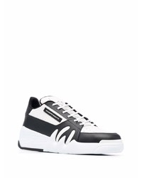 weiße und schwarze Leder niedrige Sneakers von Giuseppe Zanotti