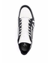 weiße und schwarze Leder niedrige Sneakers von Giuseppe Zanotti