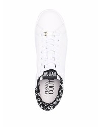 weiße und schwarze Leder niedrige Sneakers von VERSACE JEANS COUTURE