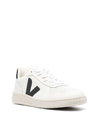 weiße und schwarze Leder niedrige Sneakers von Veja