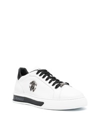 weiße und schwarze Leder niedrige Sneakers von Roberto Cavalli