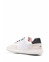 weiße und schwarze Leder niedrige Sneakers von Tommy Hilfiger