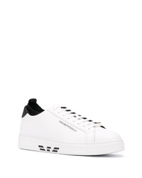 weiße und schwarze Leder niedrige Sneakers von Emporio Armani