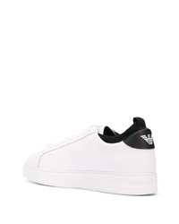 weiße und schwarze Leder niedrige Sneakers von Emporio Armani