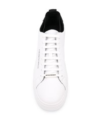 weiße und schwarze Leder niedrige Sneakers von Emporio Armani