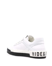 weiße und schwarze Leder niedrige Sneakers von Hide&Jack