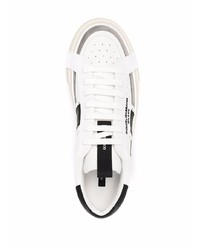 weiße und schwarze Leder niedrige Sneakers von Dolce & Gabbana