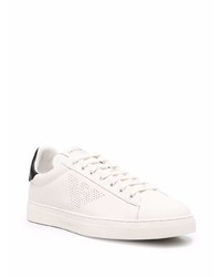 weiße und schwarze Leder niedrige Sneakers von Emporio Armani