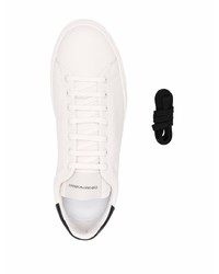 weiße und schwarze Leder niedrige Sneakers von Emporio Armani