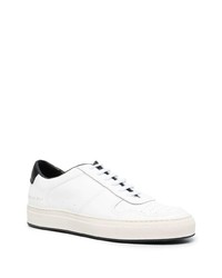 weiße und schwarze Leder niedrige Sneakers von Common Projects