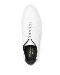 weiße und schwarze Leder niedrige Sneakers von Common Projects