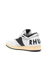 weiße und schwarze Leder niedrige Sneakers von Rhude