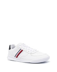 weiße und schwarze Leder niedrige Sneakers von Tommy Hilfiger