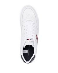 weiße und schwarze Leder niedrige Sneakers von Tommy Hilfiger