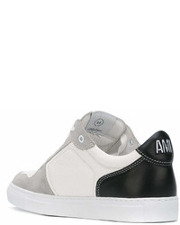 weiße und schwarze Leder niedrige Sneakers von AMI Alexandre Mattiussi