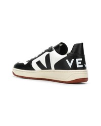 weiße und schwarze Leder niedrige Sneakers von Veja