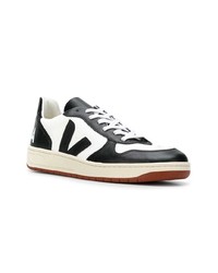 weiße und schwarze Leder niedrige Sneakers von Veja