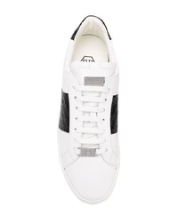 weiße und schwarze Leder niedrige Sneakers von Philipp Plein