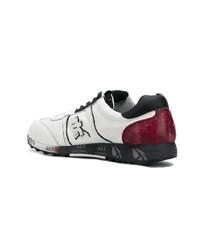 weiße und schwarze Leder niedrige Sneakers von Premiata
