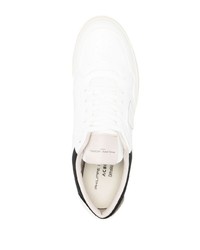 weiße und schwarze Leder niedrige Sneakers von Philippe Model Paris