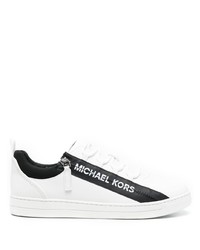 weiße und schwarze Leder niedrige Sneakers von Michael Kors