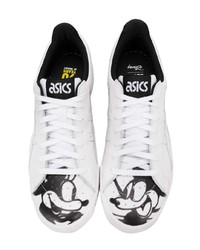 weiße und schwarze Leder niedrige Sneakers von Asics